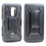 Wholesale LG K10 Premier LTE Armor Holster Combo Belt Clip Case (Black)